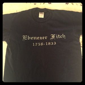 Navy blue novelty T-shirt.